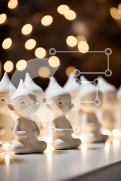 Intra Συλλεκτικό Ξύλινο Παζλ Plywood  4mm - Ομάδα λευκών ειδωλίων στο τραπέζι με φώτα Σε Ξύλινο Κουτί - Διαστάσεις Puzzle: 10x10 cm – 25 κομμάτια