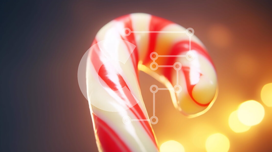 Intra Συλλεκτικό Ξύλινο Παζλ Plywood  4mm - Μπαστούνι καραμελών με κόκκινες και λευκές ρίγες σε φωτισμένο φόντο Σε Ξύλινο Κουτί - Διαστάσεις Puzzle: 10x10 cm – 25 κομμάτια