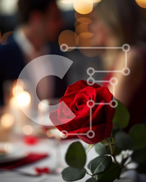 Intra Συλλεκτικό Ξύλινο Παζλ Plywood  4mm - Ρομαντικό δείπνο με διακόσμηση με κόκκινο τριαντάφυλλο Σε Ξύλινο Κουτί - Διαστάσεις Puzzle: 10x10 cm – 25 κομμάτια