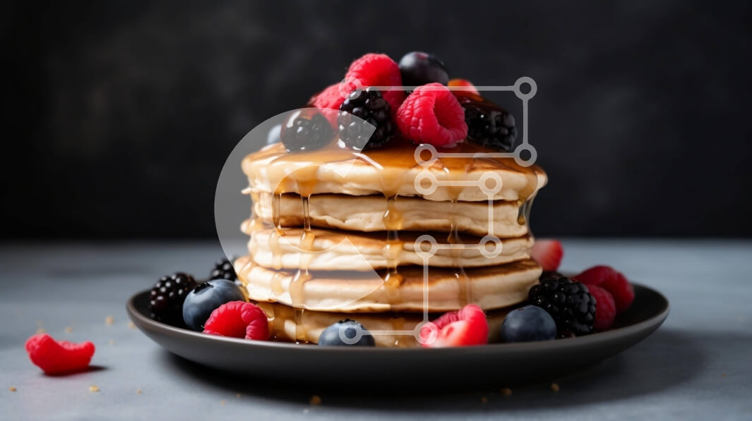 Σετ των 2 Intra Συλλεκτικό Ξύλινο Παζλ Plywood  4mm - Στοίβα τηγανίτες με σιρόπι και μούρα Σε Ξύλινο Κουτί - Διαστάσεις: 10x10 cm – 25 κομμάτια