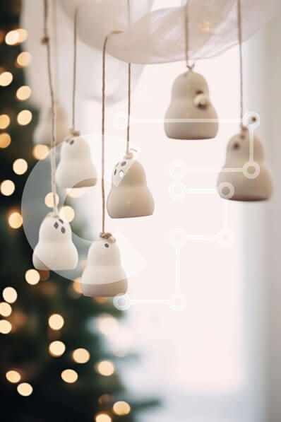 Intra Συλλεκτικό Ξύλινο Παζλ Plywood  4mm - Στολισμένο χριστουγεννιάτικο δέντρο με στολίδια σε σχήμα φαντάσματος Σε Ξύλινο Κουτί - Διαστάσεις: 10x10 cm – 25 κομμάτια