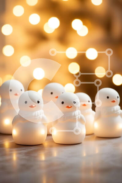 Intra Συλλεκτικό Ξύλινο Παζλ Plywood  4mm - Ομάδα λευκών ειδωλίων χιονάνθρωπος με εορταστικές διακοσμήσεις Σε Ξύλινο Κουτί - Διαστάσεις: 10x10 cm – 25 κομμάτια