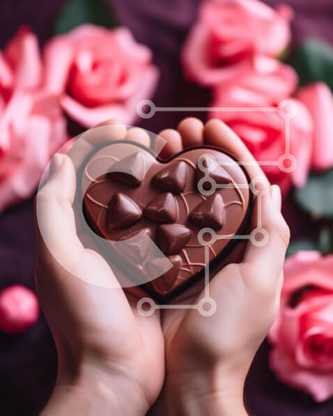 Intra Συλλεκτικό Ξύλινο Παζλ Plywood  4mm - Μπάρα σοκολάτας σε σχήμα καρδιάς με ροζ τριαντάφυλλα Σε Ξύλινο Κουτί - Διαστάσεις: 10x10 cm – 25 κομμάτια