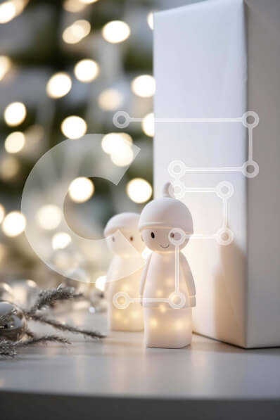 Intra Συλλεκτικό Ξύλινο Παζλ Plywood  4mm - Λευκά ειδώλια και εορταστικά στολίδια Σε Ξύλινο Κουτί - Διαστάσεις: 10x10 cm – 25 κομμάτια