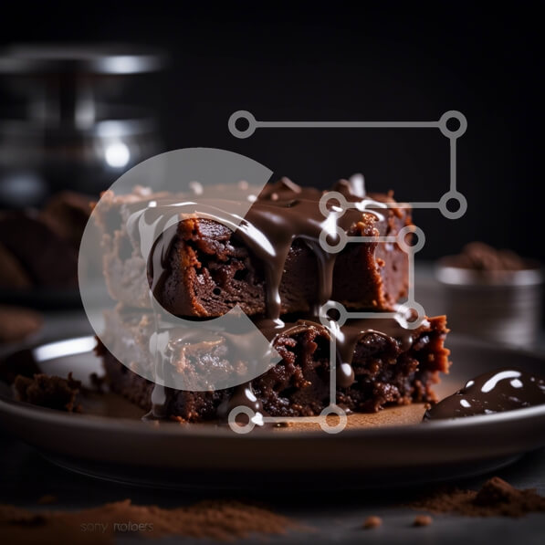 Σετ των 2 Intra Συλλεκτικό Ξύλινο Παζλ Plywood  4mm - Νόστιμη εικόνα από Brownies σοκολάτας με γλάσο Σε Ξύλινο Κουτί - Διαστάσεις: 10x10 cm – 25 κομμάτια