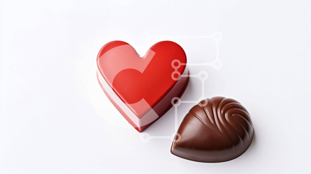 Intra Συλλεκτικό Ξύλινο Παζλ Plywood  4mm - Σοκολάτες σε σχήμα καρδιάς σε λευκό φόντο Σε Ξύλινο Κουτί - Διαστάσεις Puzzle: 10x10 cm – 25 κομμάτια