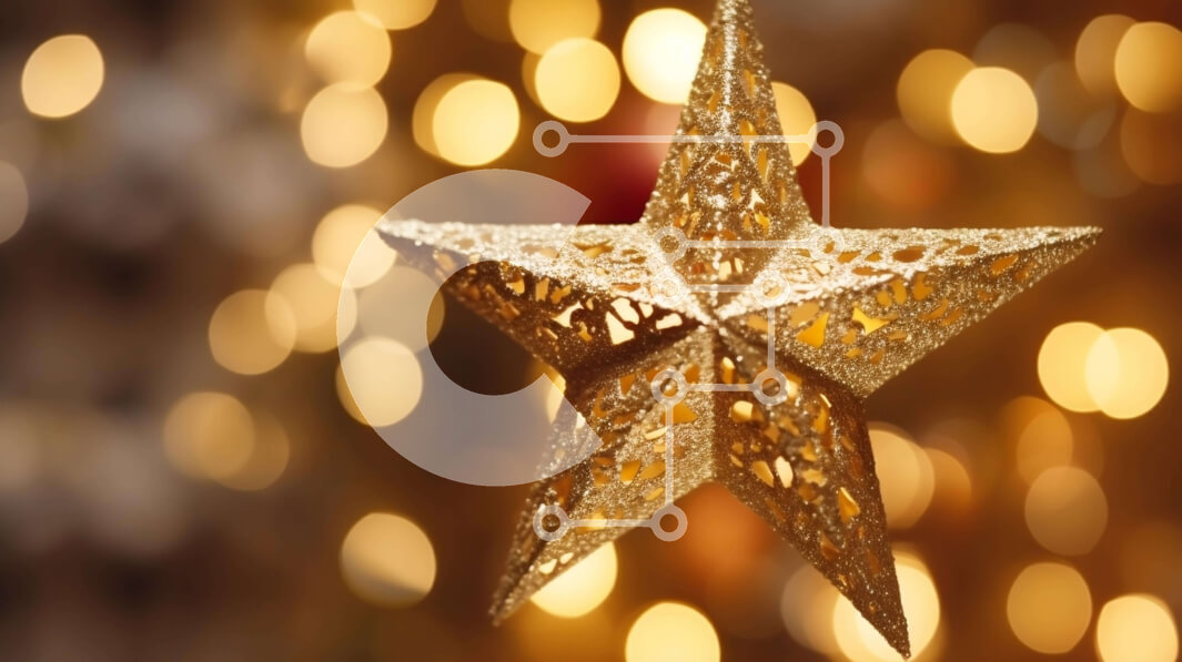 Intra Συλλεκτικό Ξύλινο Παζλ Plywood  4mm - Διακόσμηση Golden Star με φώτα Bokeh Σε Ξύλινο Κουτί - Διαστάσεις: 10x10 cm – 25 κομμάτια