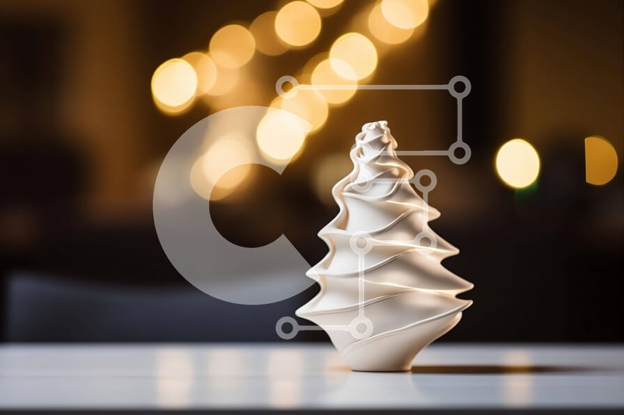 Intra Συλλεκτικό Ξύλινο Παζλ Plywood  4mm - Λευκό κεραμικό γλυπτό σε σχήμα δέντρου σε φωτισμένο φόντο Σε Ξύλινο Κουτί - Διαστάσεις Puzzle: 10x10 cm – 25 κομμάτια