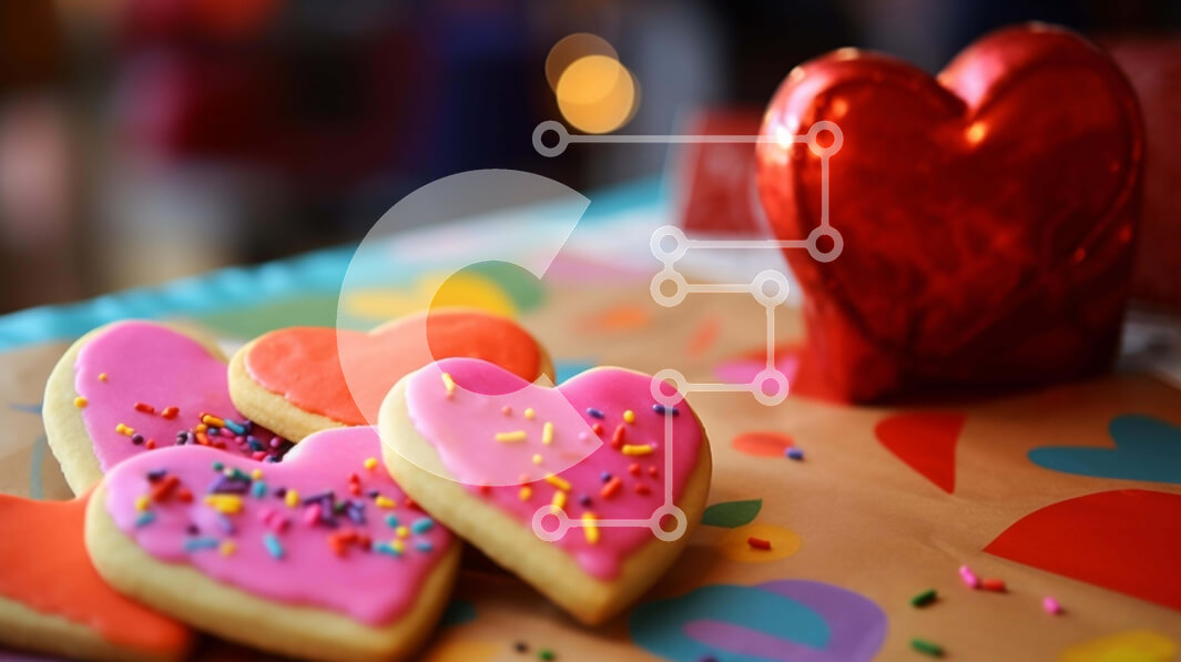 Σετ των 2 Intra Συλλεκτικό Ξύλινο Παζλ Plywood  4mm - Μπισκότα σε σχήμα καρδιάς με πασπάλισμα και μπαλόνια Σε Ξύλινο Κουτί - Διαστάσεις: 10x10 cm – 25 κομμάτια