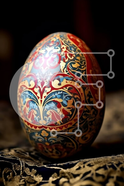 Intra Συλλεκτικό Ξύλινο Παζλ Plywood  4mm - Όμορφο διακοσμημένο πασχαλινό αυγό με λουλουδάτο μοτίβο σε μαύρο φόντο Σε Ξύλινο Κουτί - Διαστάσεις: 10x10 cm – 25 κομμάτια