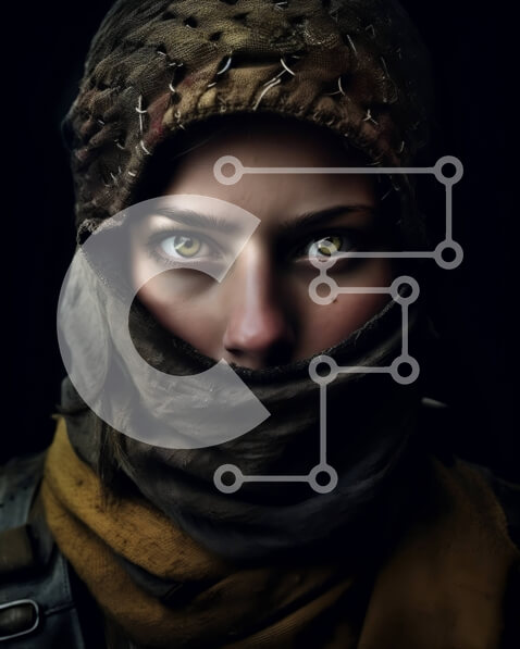 Intra Συλλεκτικό Ξύλινο Παζλ Plywood  4mm - Σοβαρή γυναίκα που φορά ένα κασκόλ και σακάκι με κουκούλα Σε Ξύλινο Κουτί - Διαστάσεις Puzzle: 10x10 cm – 25 κομμάτια