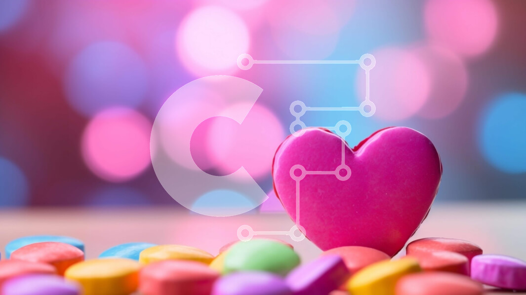 Intra Συλλεκτικό Ξύλινο Παζλ Plywood  4mm - Καρδιά καραμέλας για την ημέρα του Αγίου Βαλεντίνου σε πολύχρωμες καραμέλες Σε Ξύλινο Κουτί - Διαστάσεις Puzzle: 10x10 cm – 25 κομμάτια