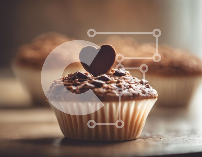 Σετ των 2 Intra Συλλεκτικό Ξύλινο Παζλ Plywood  4mm - Λαχταριστό Cupcake με σοκολατένιο πάγωμα και διακόσμηση σε σχήμα καρδιάς Σε Ξύλινο Κουτί - Διαστάσεις: 10x10 cm – 25 κομμάτια