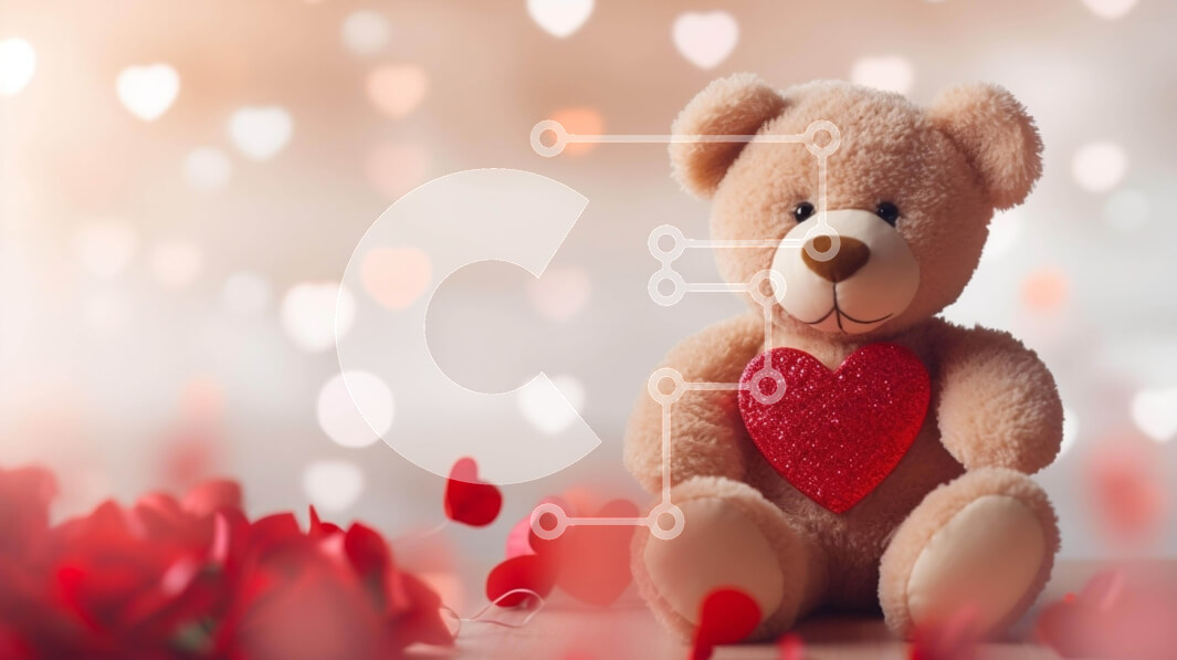 Intra Συλλεκτικό Ξύλινο Παζλ Plywood  4mm - Αρκουδάκι ανάμεσα σε κόκκινα τριαντάφυλλα για την ημέρα του Αγίου Βαλεντίνου Σε Ξύλινο Κουτί - Διαστάσεις Puzzle: 10x10 cm – 25 κομμάτια