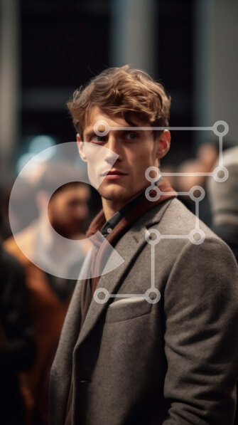 Intra Συλλεκτικό Ξύλινο Παζλ Plywood  4mm - Σοβαρός επιχειρηματίας με γκρι κοστούμι και καφέ κασκόλ απευθύνεται στο πλήθος Σε Ξύλινο Κουτί - Διαστάσεις Puzzle: 10x10 cm – 25 κομμάτια