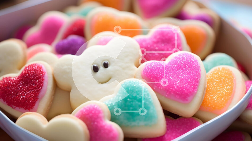 Σετ των 2 Intra Συλλεκτικό Ξύλινο Παζλ Plywood  4mm - Πολύχρωμα μπισκότα σε σχήμα καρδιάς σε μπολ Σε Ξύλινο Κουτί - Διαστάσεις: 10x10 cm – 25 κομμάτια