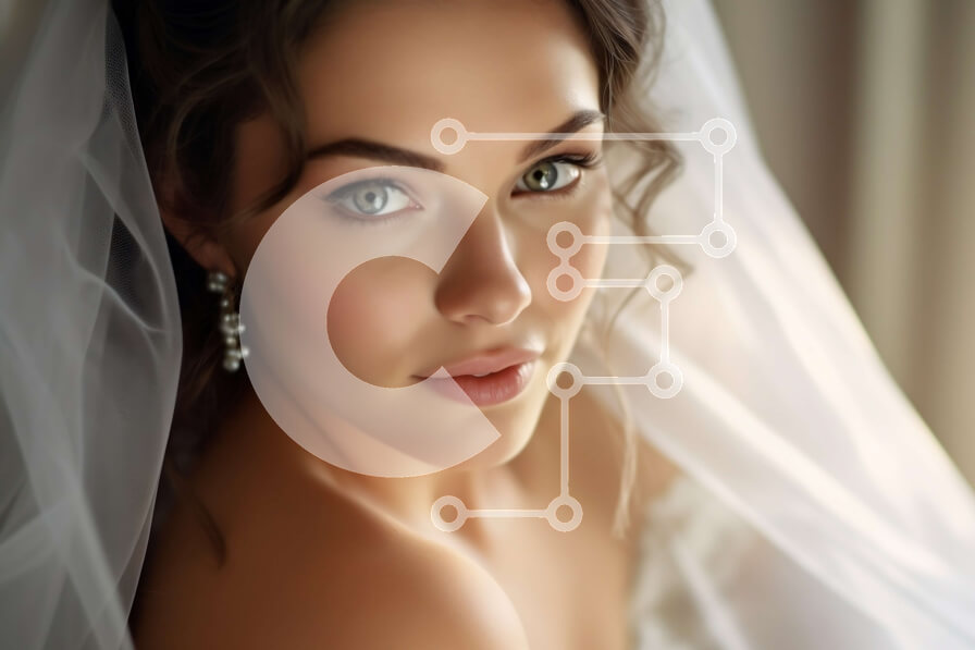 Intra Συλλεκτικό Ξύλινο Παζλ Plywood  4mm - Εκπληκτική νύφη με λευκό νυφικό με γαλήνια έκφραση Σε Ξύλινο Κουτί - Διαστάσεις Puzzle: 10x10 cm – 25 κομμάτια