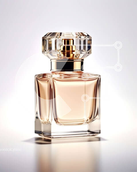 Intra Συλλεκτικό Ξύλινο Παζλ Plywood  4mm - Μπουκάλι αρώματος Chanel No. 5 σε λευκή επιφάνεια με χρυσό καπάκι Σε Ξύλινο Κουτί - Διαστάσεις Puzzle: 10x10 cm – 25 κομμάτια