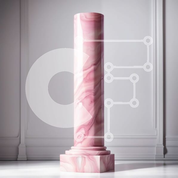 Intra Συλλεκτικό Ξύλινο Παζλ Plywood  4mm - Περίπλοκη ροζ μαρμάρινη στήλη σε κομψό εσωτερικό Σε Ξύλινο Κουτί - Διαστάσεις Puzzle: 10x10 cm – 25 κομμάτια