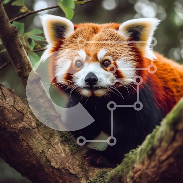 Intra Συλλεκτικό Ξύλινο Παζλ Plywood  4mm - Αξιολάτρευτο κόκκινο Panda ποζάρει για την κάμερα σε ένα κλαδί δέντρου Σε Ξύλινο Κουτί - Διαστάσεις: 10x10 cm – 25 κομμάτια