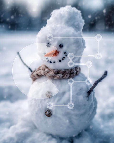 Σετ των 2 Intra Συλλεκτικό Ξύλινο Παζλ Plywood  4mm - Χαριτωμένος χιονάνθρωπος σε μια χειμερινή χώρα των θαυμάτων Σε Ξύλινο Κουτί - Διαστάσεις: 10x10 cm – 25 κομμάτια