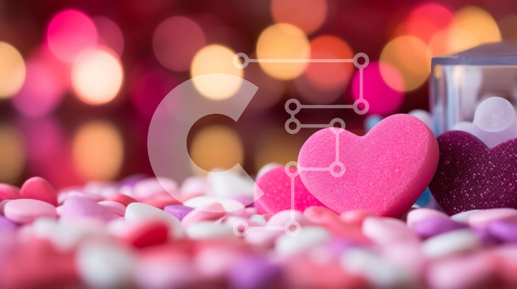 Intra Συλλεκτικό Ξύλινο Παζλ Plywood  4mm - Πολύχρωμες καραμέλες σε σχήμα καρδιάς για την ημέρα του Αγίου Βαλεντίνου και ειδικές περιστάσεις Σε Ξύλινο Κουτί - Διαστάσεις Puzzle: 10x10 cm – 25 κομμάτια