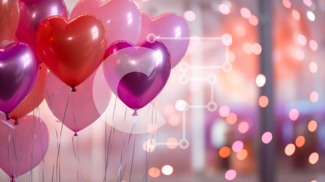 Intra Συλλεκτικό Ξύλινο Παζλ Plywood  4mm - Μπαλόνια σε σχήμα καρδιάς που επιπλέουν στον αέρα Σε Ξύλινο Κουτί - Διαστάσεις Puzzle: 10x10 cm – 25 κομμάτια