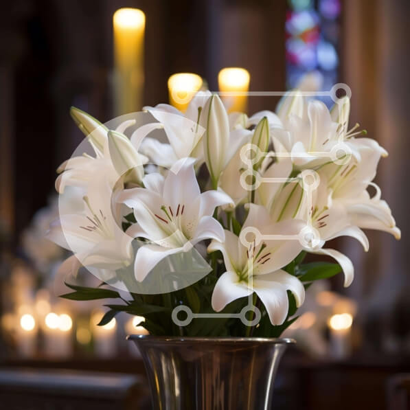 Intra Συλλεκτικό Ξύλινο Παζλ Plywood  4mm - Ασημένιο βάζο με λευκά κρίνα και κηροπήγια Σε Ξύλινο Κουτί - Διαστάσεις Puzzle: 10x10 cm – 25 κομμάτια