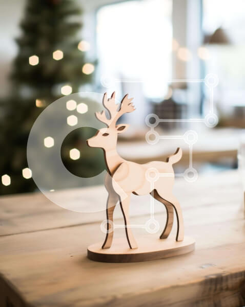 Intra Συλλεκτικό Ξύλινο Παζλ Plywood  4mm - Ξύλινο ειδώλιο ελαφιού σε τραπεζαρία Σε Ξύλινο Κουτί - Διαστάσεις: 10x10 cm – 25 κομμάτια