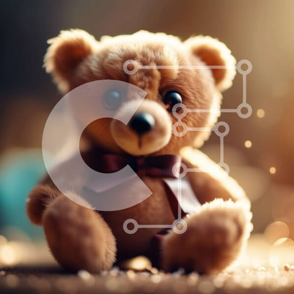 Intra Συλλεκτικό Ξύλινο Παζλ Plywood  4mm - Αξιολάτρευτη εικόνα ενός μικρού καφέ αρκουδάκι με παπιγιόν Σε Ξύλινο Κουτί - Διαστάσεις: 10x10 cm – 25 κομμάτια