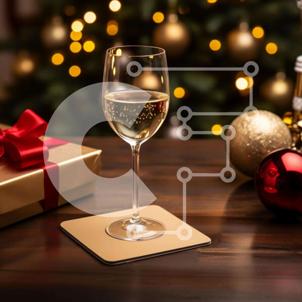 Intra Συλλεκτικό Ξύλινο Παζλ Plywood  4mm - Διακοσμήσεις για λευκό κρασί και χριστουγεννιάτικο δέντρο Σε Ξύλινο Κουτί - Διαστάσεις: 10x10 cm – 25 κομμάτια