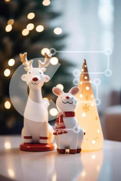 Intra Συλλεκτικό Ξύλινο Παζλ Plywood  4mm - Χριστουγεννιάτικα στολίδια με ειδώλια ταράνδων και ελαφιών Σε Ξύλινο Κουτί - Διαστάσεις: 10x10 cm – 25 κομμάτια