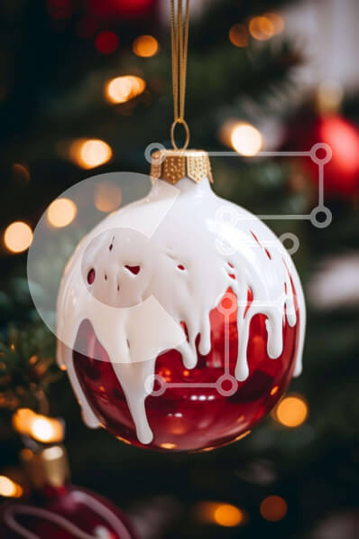 Intra Συλλεκτικό Ξύλινο Παζλ Plywood  4mm - Κόκκινο και λευκό στολίδι που κρέμεται από το χριστουγεννιάτικο δέντρο Σε Ξύλινο Κουτί - Διαστάσεις: 10x10 cm – 25 κομμάτια