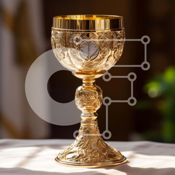 Intra Συλλεκτικό Ξύλινο Παζλ Plywood  4mm - Χρυσό κύπελλο σε κομψά διακοσμημένο τραπέζι Σε Ξύλινο Κουτί - Διαστάσεις Puzzle: 10x10 cm – 25 κομμάτια