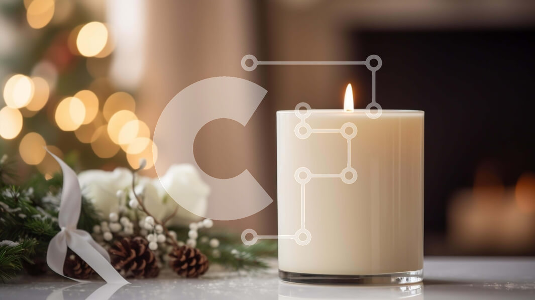 Intra Συλλεκτικό Ξύλινο Παζλ Plywood  4mm - Αναμμένο λευκό κερί με λουλούδια και κουκουνάρια Σε Ξύλινο Κουτί - Διαστάσεις: 10x10 cm – 25 κομμάτια