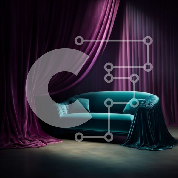 Intra Συλλεκτικό Ξύλινο Παζλ Plywood  4mm - Μωβ βελούδινος καναπές σε δωμάτιο με χαμηλό φωτισμό Σε Ξύλινο Κουτί - Διαστάσεις Puzzle: 10x10 cm – 25 κομμάτια