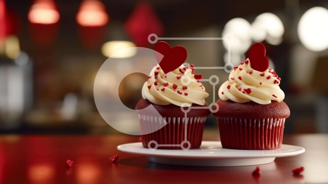 Σετ των 2 Intra Συλλεκτικό Ξύλινο Παζλ Plywood  4mm - Ρομαντικά cupcakes για την ημέρα του Αγίου Βαλεντίνου Σε Ξύλινο Κουτί - Διαστάσεις: 10x10 cm – 25 κομμάτια