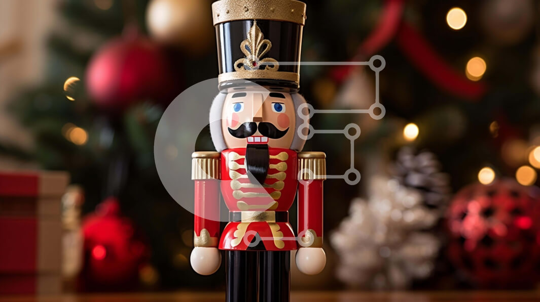 Intra Συλλεκτικό Ξύλινο Παζλ Plywood  4mm - Καρυοθραύστης ειδώλιο και διακοσμημένος στολισμός χριστουγεννιάτικου δέντρου Σε Ξύλινο Κουτί - Διαστάσεις: 10x10 cm – 25 κομμάτια