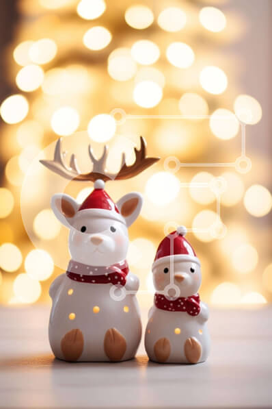 Intra Συλλεκτικό Ξύλινο Παζλ Plywood  4mm - Διακοσμήσεις διακοπών με ειδώλια ελαφιών και αλώνων Σε Ξύλινο Κουτί - Διαστάσεις: 10x10 cm – 25 κομμάτια