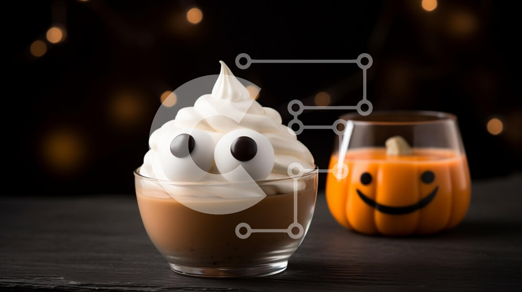 Σετ των 2 Intra Συλλεκτικό Ξύλινο Παζλ Plywood  4mm - Νόστιμο κύπελλο επιδόρπιο κολοκύθας με σαντιγί και μάτια Googly Σε Ξύλινο Κουτί - Διαστάσεις: 10x10 cm – 25 κομμάτια