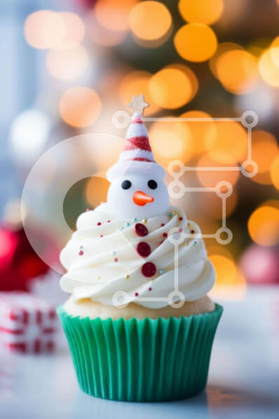 Σετ των 2 Intra Συλλεκτικό Ξύλινο Παζλ Plywood  4mm - Χιονάνθρωπος Cupcake με πολύχρωμα γιορτινά στολίδια Σε Ξύλινο Κουτί - Διαστάσεις: 10x10 cm – 25 κομμάτια