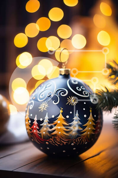 Intra Συλλεκτικό Ξύλινο Παζλ Plywood  4mm - Γιορτινό στολίδι με πεύκα και νιφάδες χιονιού σε ξύλινο τραπέζι Σε Ξύλινο Κουτί - Διαστάσεις: 10x10 cm – 25 κομμάτια