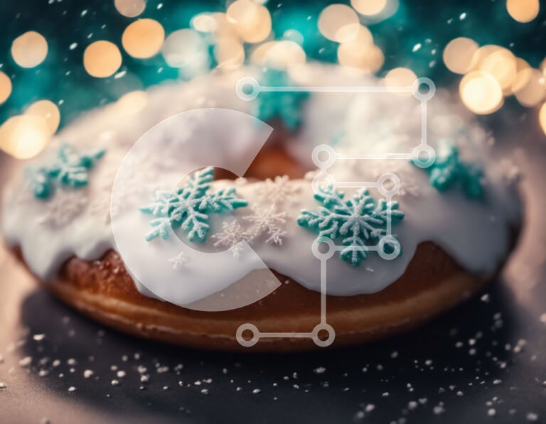 Σετ των 2 Intra Συλλεκτικό Ξύλινο Παζλ Plywood  4mm - Λουκουμάκι με θέμα τις διακοπές με γλάσο και νιφάδες χιονιού Σε Ξύλινο Κουτί - Διαστάσεις: 10x10 cm – 25 κομμάτια