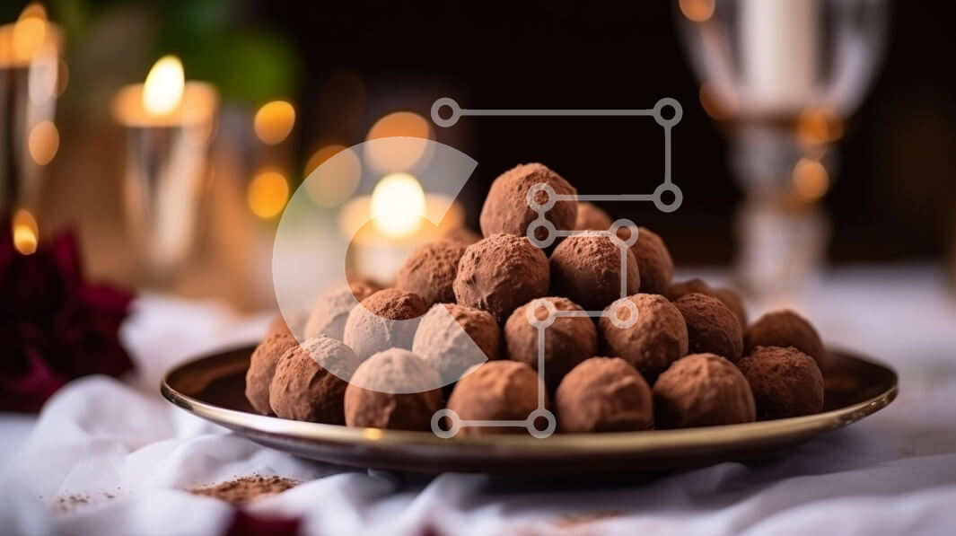 Σετ των 2 Intra Συλλεκτικό Ξύλινο Παζλ Plywood  4mm - Μπολ με τρούφες σοκολάτας με κεριά και τραπεζάκι Σε Ξύλινο Κουτί - Διαστάσεις: 10x10 cm – 25 κομμάτια