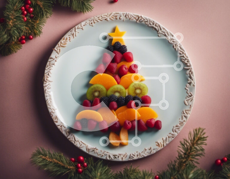 Σετ των 2 Intra Συλλεκτικό Ξύλινο Παζλ Plywood  4mm - Ανάποδο χριστουγεννιάτικο δέντρο με φρούτα Σε Ξύλινο Κουτί - Διαστάσεις: 10x10 cm – 25 κομμάτια