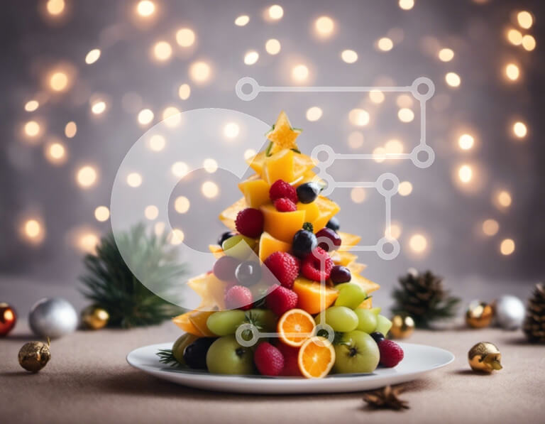 Intra Συλλεκτικό Ξύλινο Παζλ Plywood  4mm - Οπωροφόρο δέντρο με μήλα, σταφύλια και πορτοκάλια σε λευκό πιάτο Σε Ξύλινο Κουτί - Διαστάσεις: 10x10 cm – 25 κομμάτια