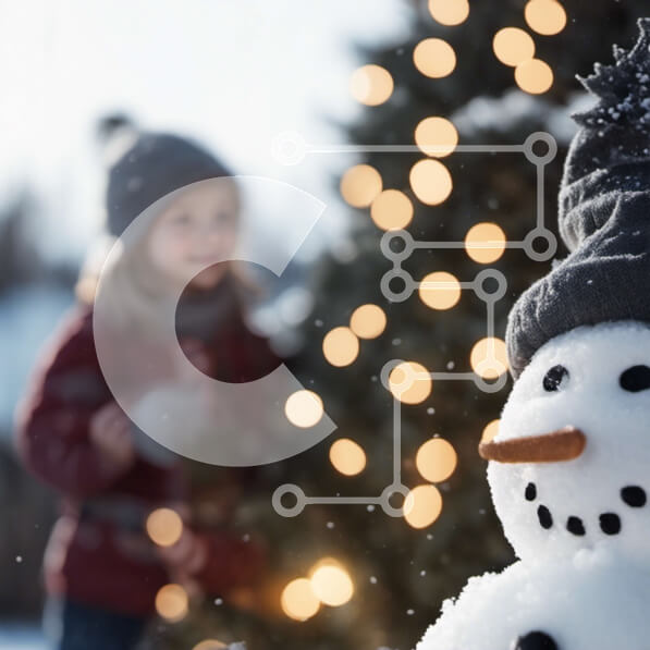 Intra Συλλεκτικό Ξύλινο Παζλ Plywood  4mm - Διακόσμηση χιονάνθρωπου και χριστουγεννιάτικου δέντρου Σε Ξύλινο Κουτί - Διαστάσεις: 10x10 cm – 25 κομμάτια