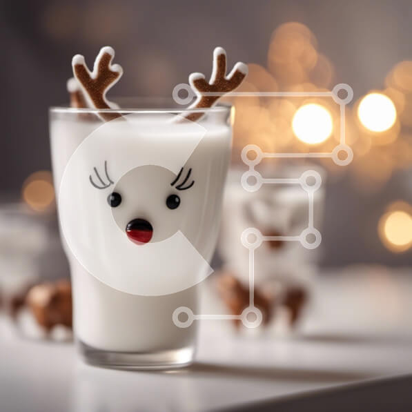 Σετ των 2 Intra Συλλεκτικό Ξύλινο Παζλ Plywood  4mm - Ποτήρι γάλα με κέρατα ταράνδου και διακοσμητικά Σε Ξύλινο Κουτί - Διαστάσεις: 10x10 cm – 25 κομμάτια