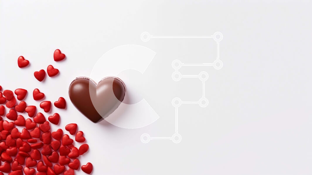 Intra Συλλεκτικό Ξύλινο Παζλ Plywood  4mm - Μπάρα σοκολάτας σε σχήμα καρδιάς σε φόντο κόκκινες καρδιές Σε Ξύλινο Κουτί - Διαστάσεις Puzzle: 10x10 cm – 25 κομμάτια