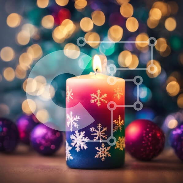 Intra Συλλεκτικό Ξύλινο Παζλ Plywood  4mm - Πολύχρωμο κερί με διακοσμητικά από νιφάδες χιονιού Σε Ξύλινο Κουτί - Διαστάσεις: 10x10 cm – 25 κομμάτια